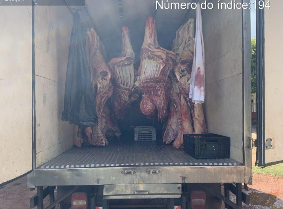 2,8 toneladas de carnes transportadas de forma irregular são apreendidas pela PM