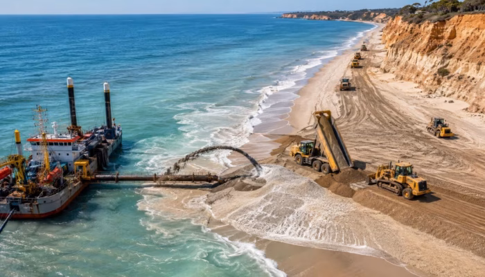Os EUA pediu ajuda a esse país para retirar cerca de 2,2 milhões de toneladas de areia em uma megaoperação para salvar cerca de 121 pés de praias e o plano mostra o custo real de manter uma linha costeira quando o mar não quer negociar (Imagem Ilustrativa)