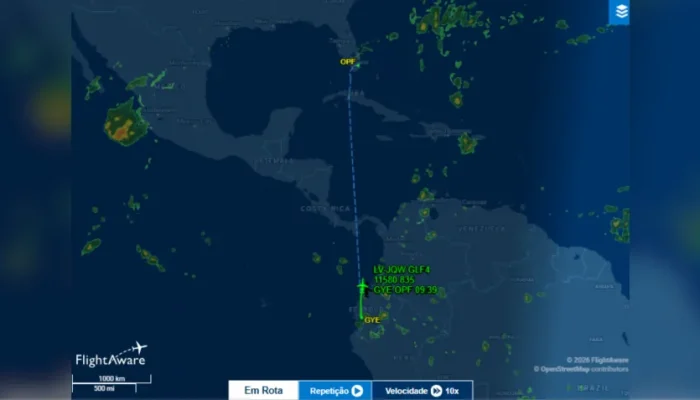 Site-Flightaware-mostra-percurso-do-aviao-em-que-estaria-Flavio-Bolsonaro-e-a-familia-dele